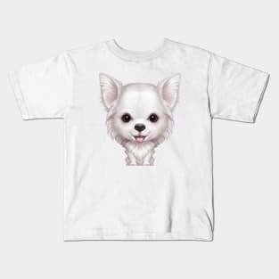 White Long Coat Chihuahua Dog Kids T-Shirt